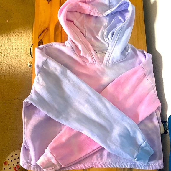 Beautiful tie dye pink and purple  cropped hoodie great condition size l fits m - Picture 1 of 2